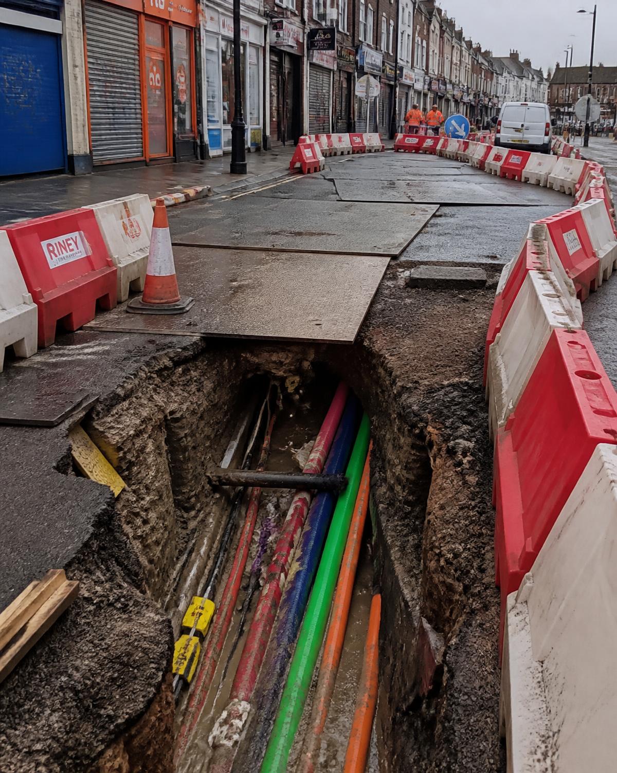 Service infrastructure and ducting laid across the reclaimed platform