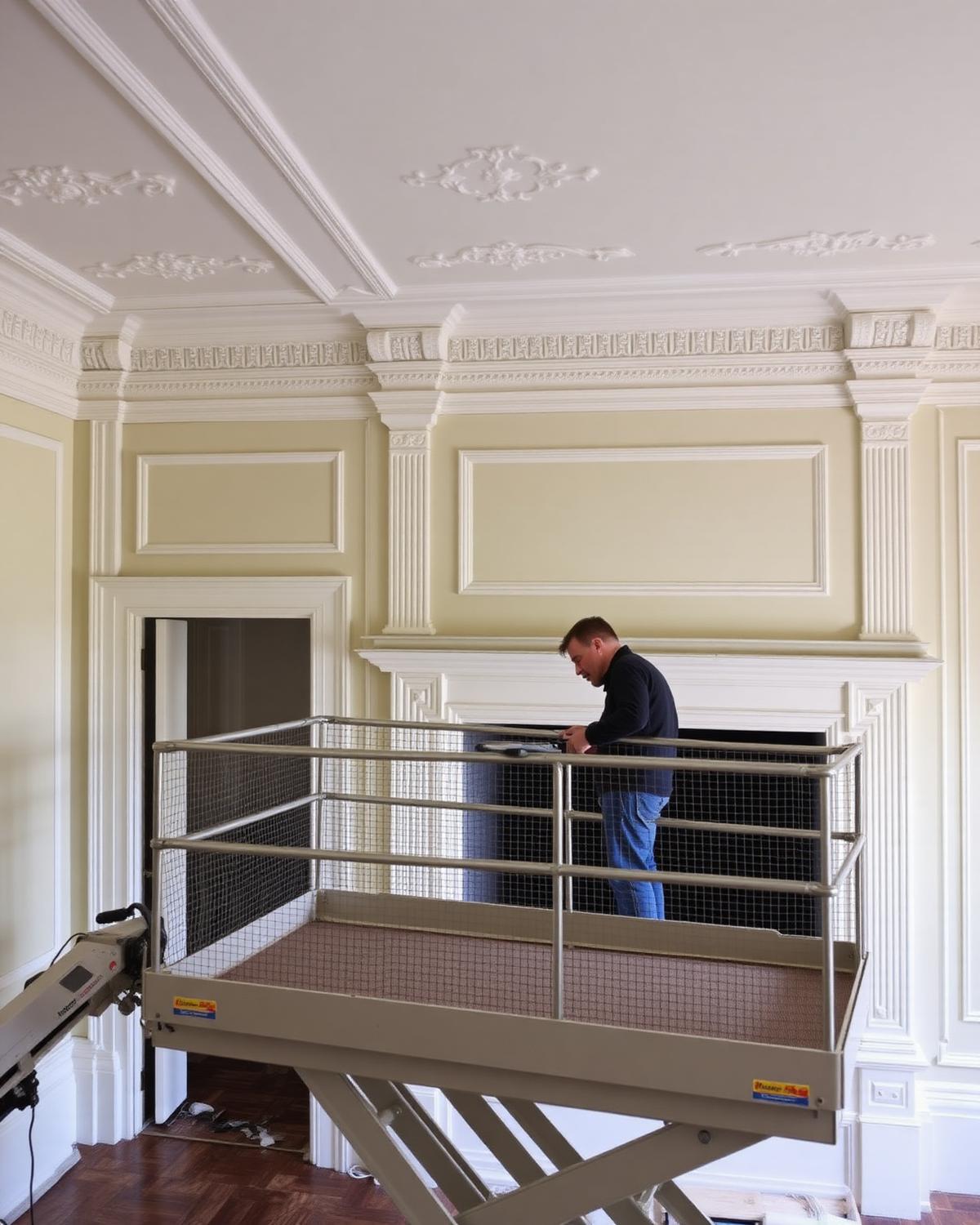 Heritage cornice and plaster restoration in a Georgian room