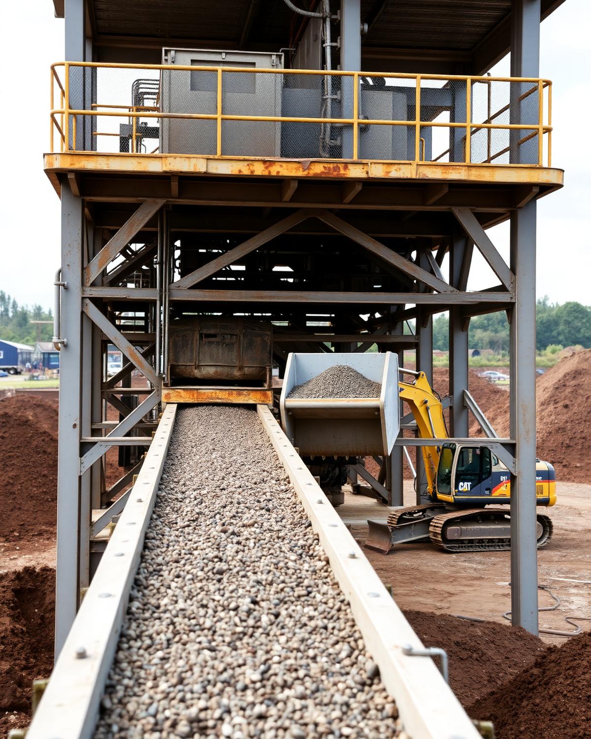 Soil screening plant separating aggregate on the reclamation site